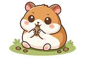 Cute Kawaii Hamster Eating Cartoon, an Animal Illustration by Artpon Illustration (Thumbnail 1 of 3)