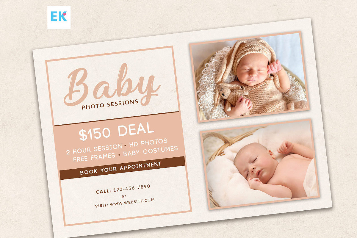 Baby Photography Flyer (4x6), a Flyer Template by Epickita
