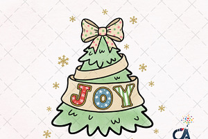 Christmas Tree With Bow, Joy PNG, an Illustration by Creative Art