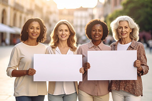 Women of different ages standing together in a public square, ho, a Person Photo by DanFLCreativo