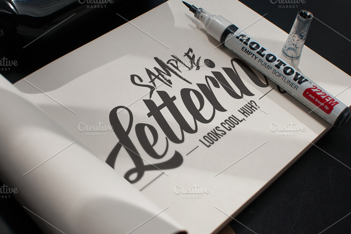 Lettering & Drawing Mockup Set, a Books & Magazine Mockup by AwesomeMockups (Photo 3 of 5)