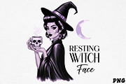 Resting Witch Face SVG PNG, an Illustration by CrexoraLab (Thumbnail 2 of 4)