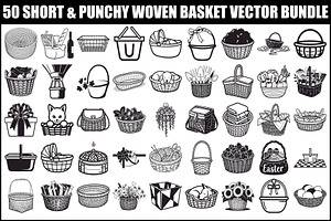50 Woven Basket Vector Bundle, an Illustration by Designs_River