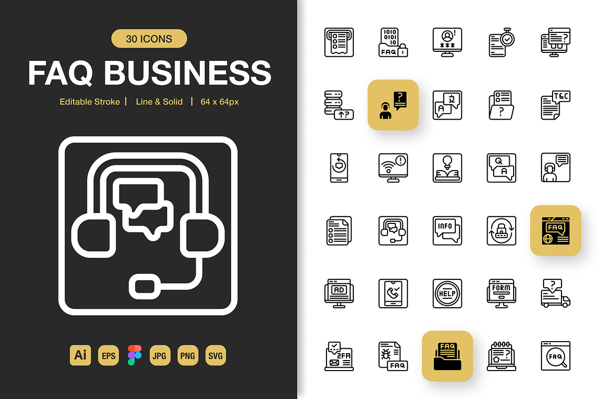 Faq Business Icons, an Icon by Spacepixel Creative (Photo 1 of 3)
