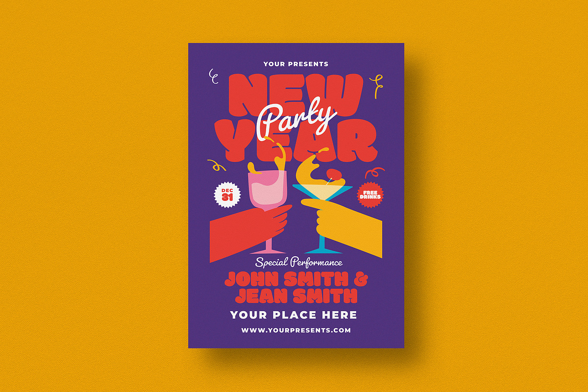 New Year Party Flyer, a Flyer Template by lilyshop