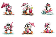 Whimsical Summer Penguin Clipart, a Seasonal Illustration by CreationArt (Thumbnail 2 of 5)