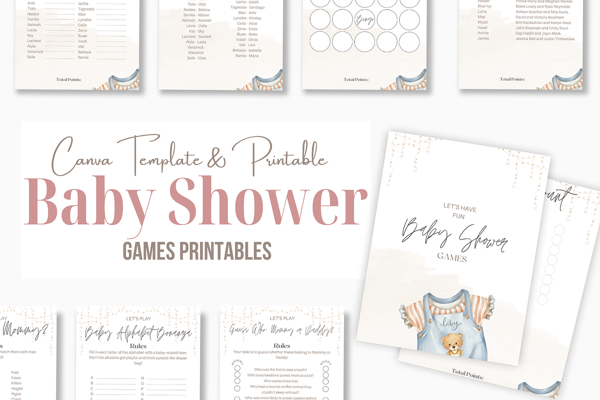 Baby Shower Games Printable Template, a Print Template by Kaleidokika (Photo 1 of 5)