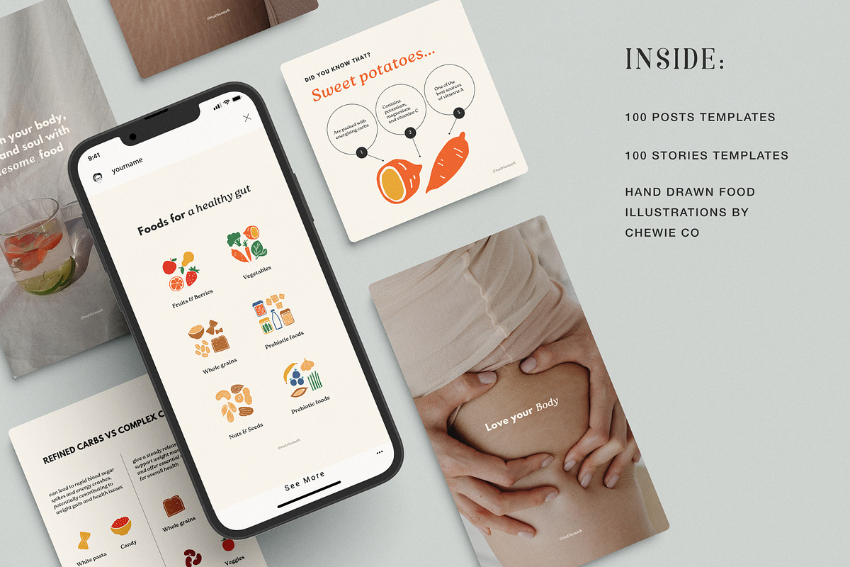 Nutrition Coach Instagram Template, a Social Media Template by Chewie Co (Photo 7 of 11)