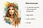 Watercolor Bohemian Beauty, a Person Illustration by Mash Mash Stickers (Thumbnail 2 of 9)