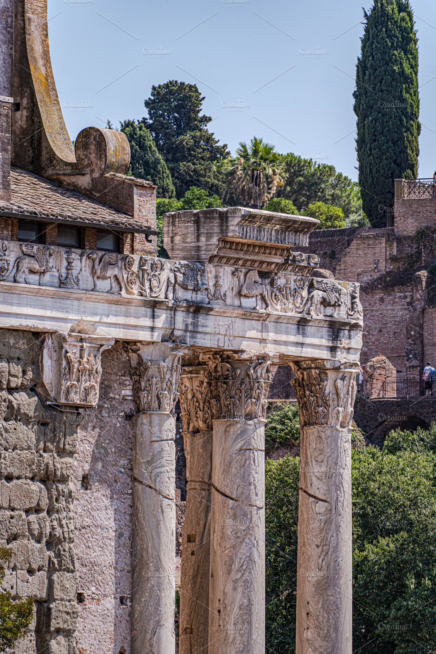 Ancient colomns in the area of Roman Forum in Rome, Italy, an Architecture Photo by Anna Bogush