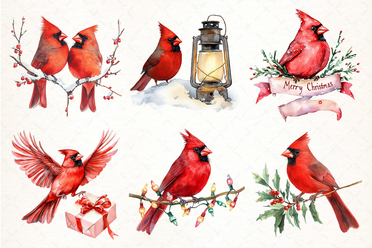 Red Cardinals Christmas Sublimation, an Illustration by Pixels.Craft (Photo 3 of 7)