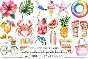 Cute Summer Planner Clipart, an Illustration by Designking