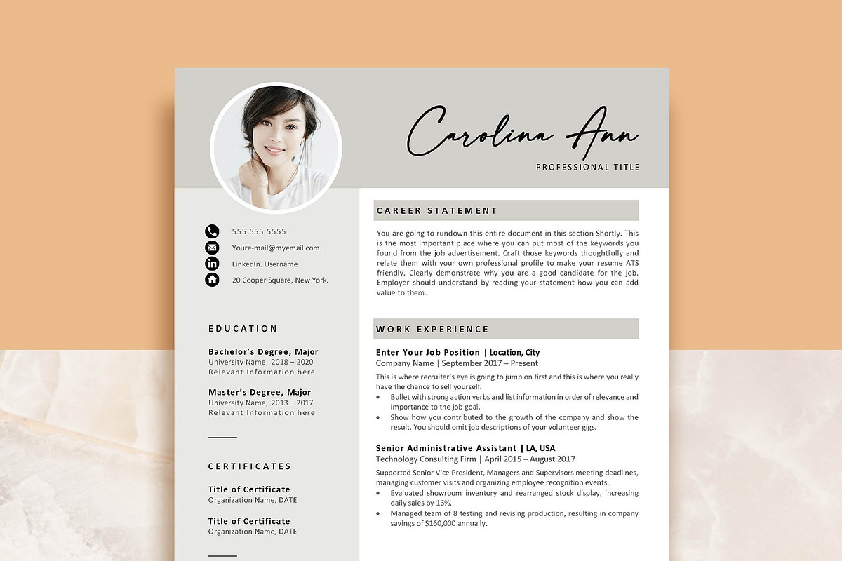 Modern Professional Resume Template, a Resume Template by VictoriousVita (Photo 1 of 8)