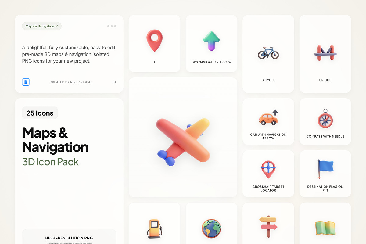 3D Map & Navigation Icons, an Emoji Icon by River Visual (Photo 1 of 5)