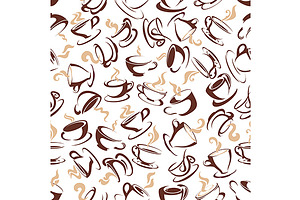 Brown Coffee Cups Seamless Pattern