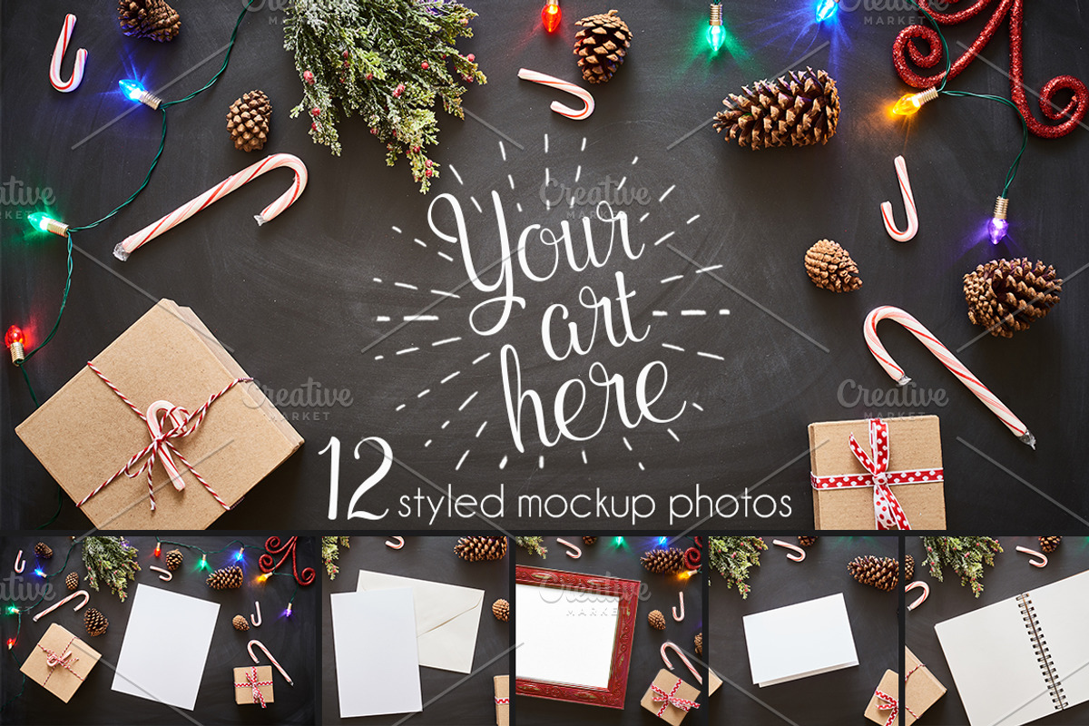 Candy Cane Lane Mockup Photo Bundle, a Print Template by Kudzu Camera (Photo 1 of 5)