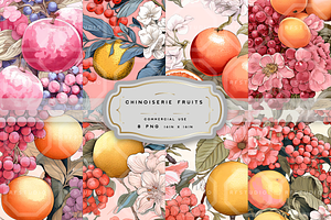 CHINOISERIE FRUITS Seamless Patterns