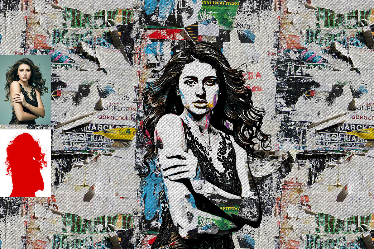 Collage Poster Art Photoshop Action, an Action Add-On by MRI STUDIO (Photo 3 of 8)