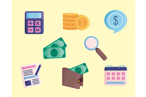 budget management icon flat, an Object Illustration by studiogstock