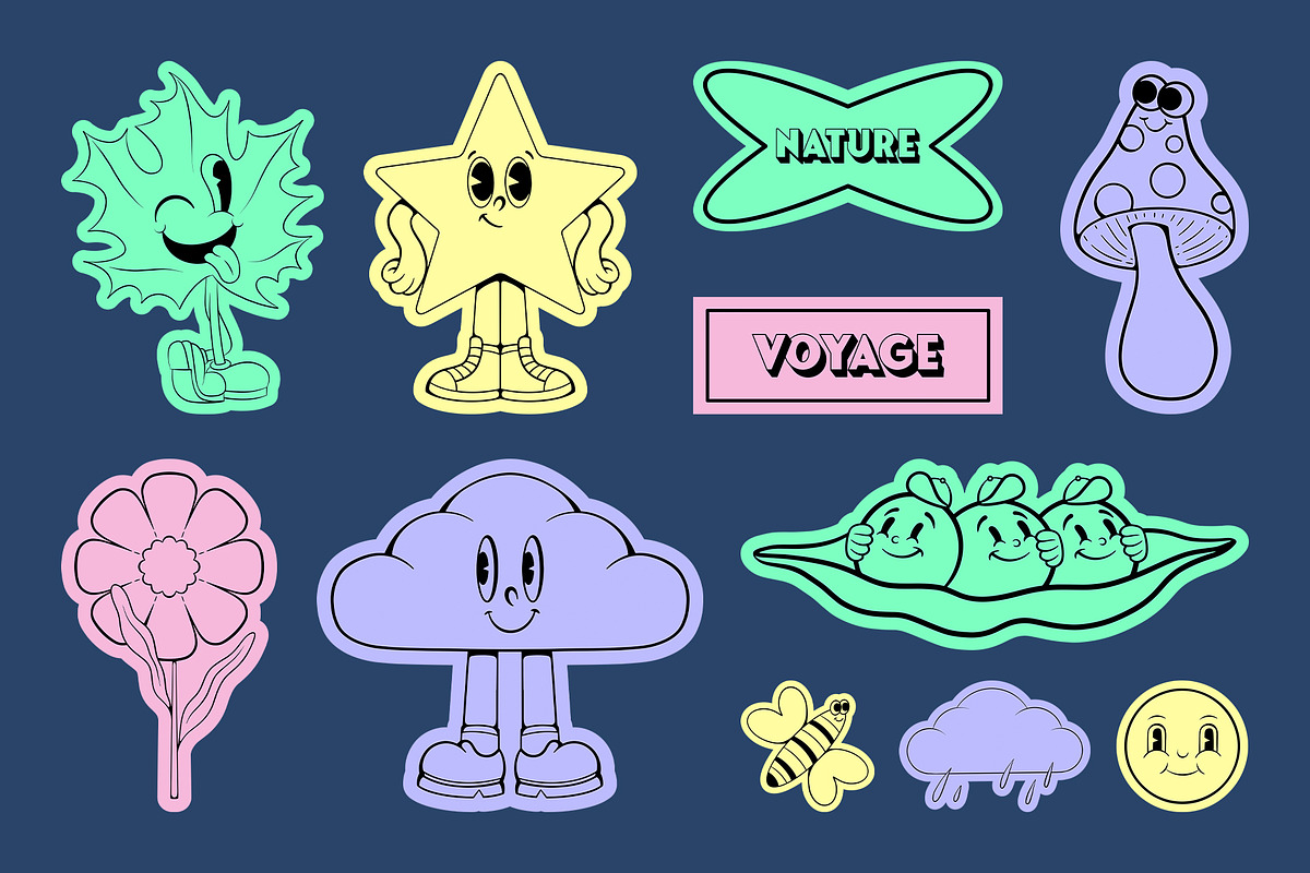 Neon - Retro Sticker Pack, an Object Graphic by Alina Sh (Photo 3 of 12)