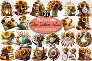 Vintage Sunflowers Autumn Sublimatio, an Illustration by SVGArt (Thumbnail 1 of 8)