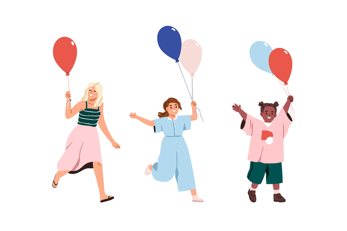 Cute kids and dog with balloons set, a Person Illustration by Good Studio (Photo 2 of 3)