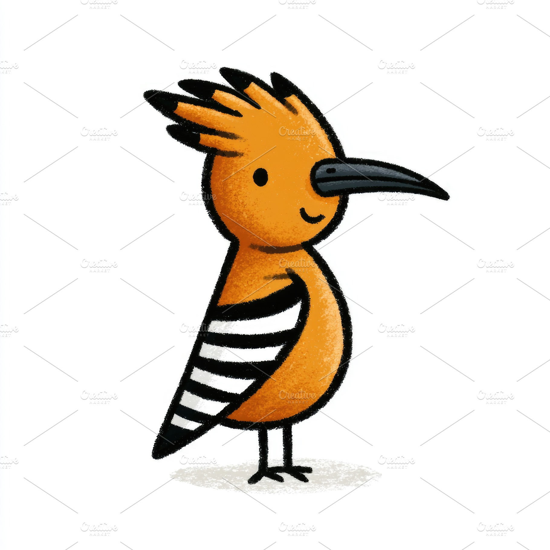 Cute Eurasian hoopoe bird doodle illustration, a Nature Photo by José Manuel Gelpi