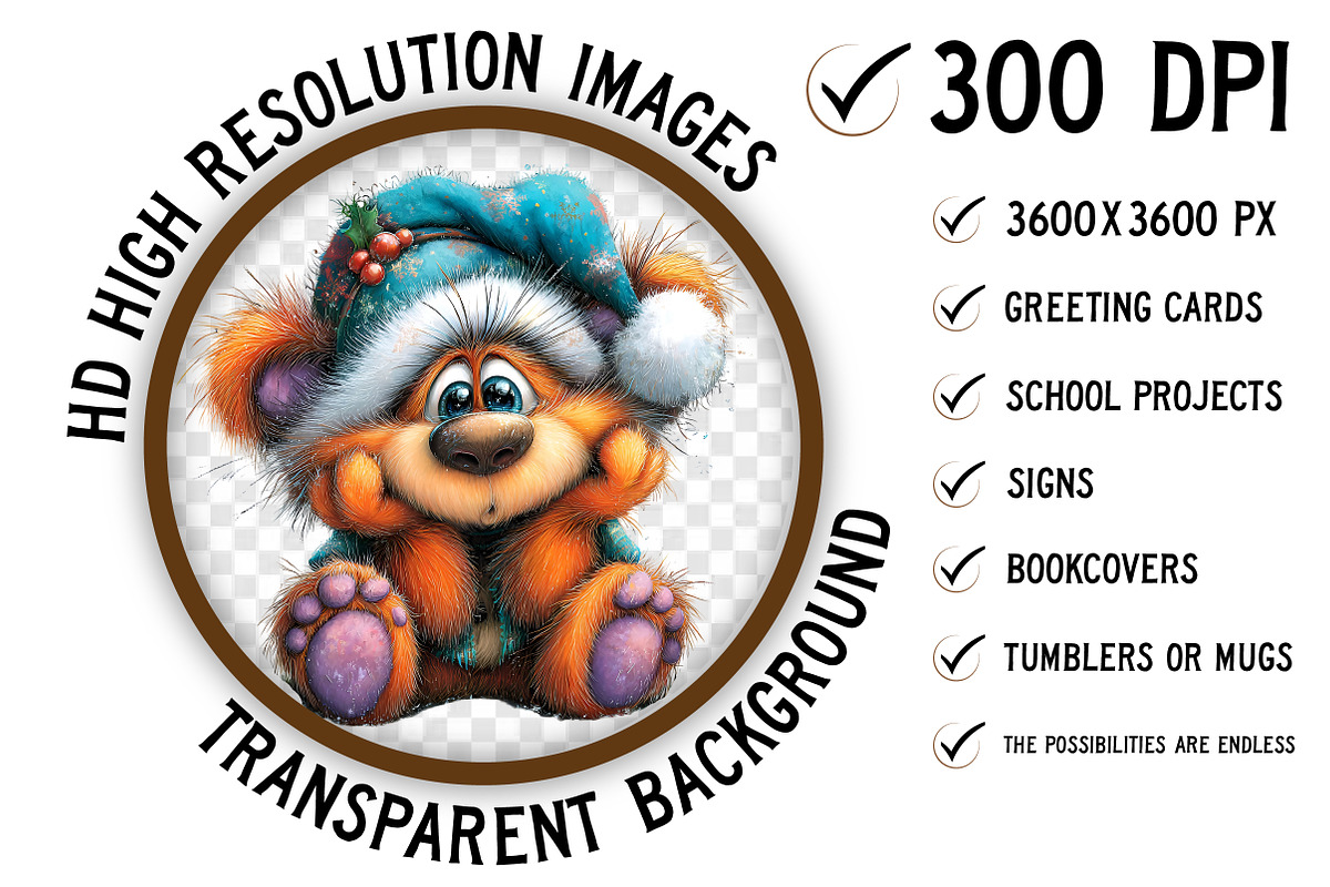 Whimsical Christmas Teddy Clipart, an Illustration by Craft Nest (Photo 4 of 8)