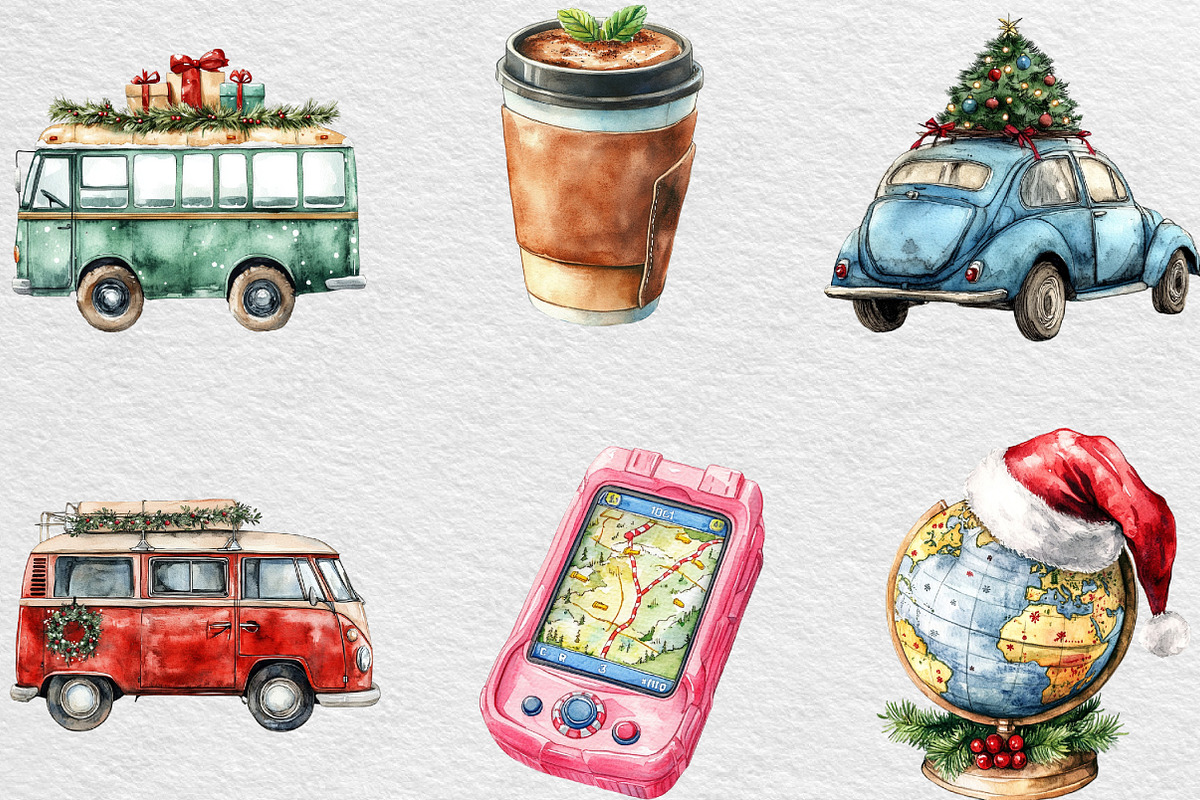 Christmas Travel Clipart, an Illustration by Black Bird Studio (Photo 5 of 6)