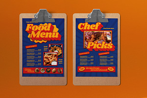 Blue 70s Style Food Menu, a Flyer Template by graphicook
