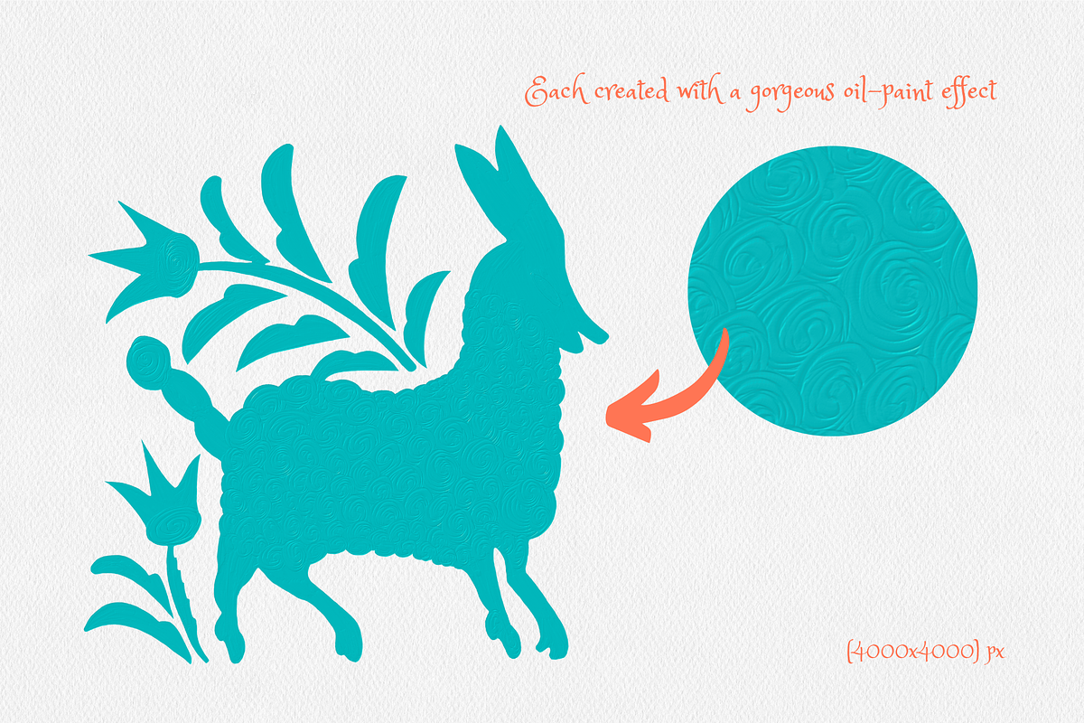 Turquoise Otomi Clipart Collection, an Animal Illustration by Minky Moo Creations (Photo 8 of 10)