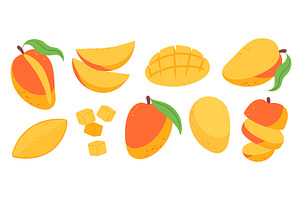 Cartoon mango. Juicy exotic fruit, a Food Illustration by LadadikArt