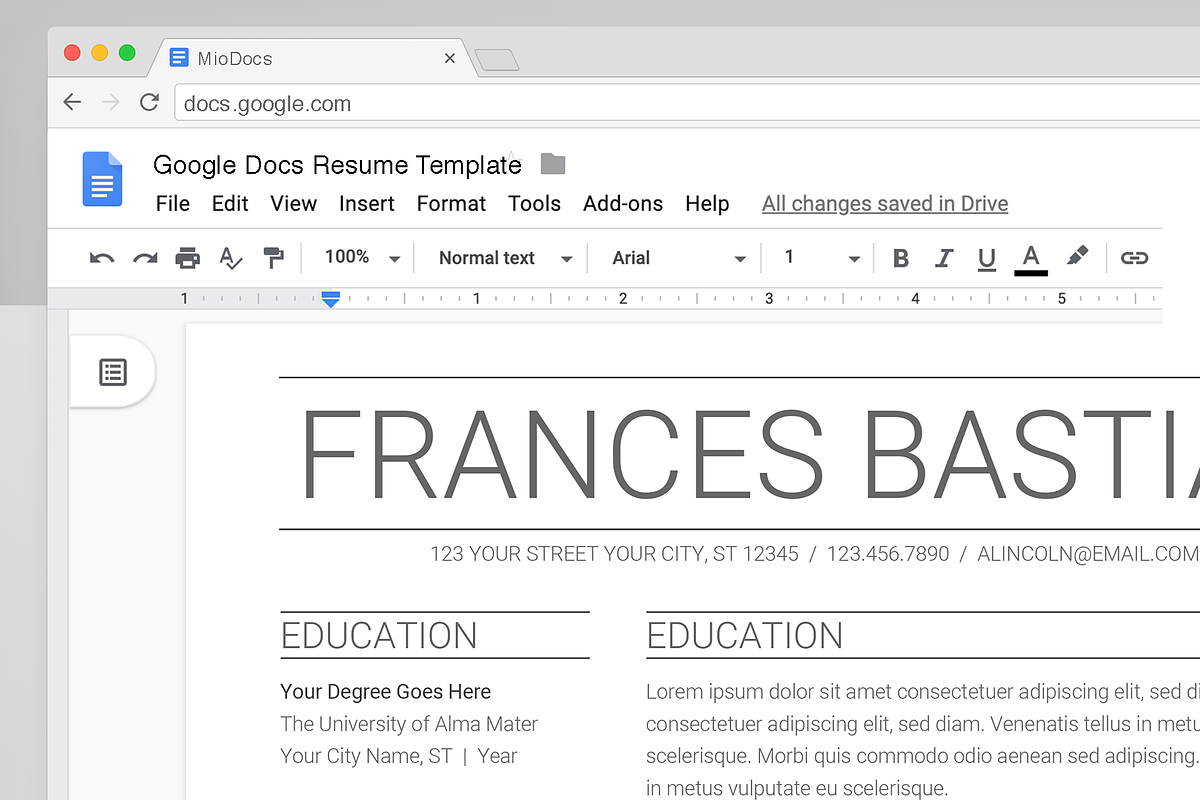 Google Docs Resume Template, a Resume Template by MioDocs (Photo 7 of 7)