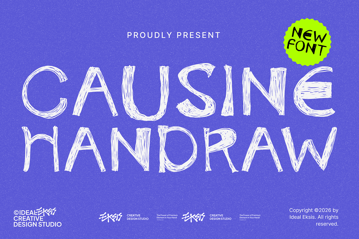 Causine Handraw Textured Display, a Handwritten Font by Ideal Eksis (Photo 1 of 6)
