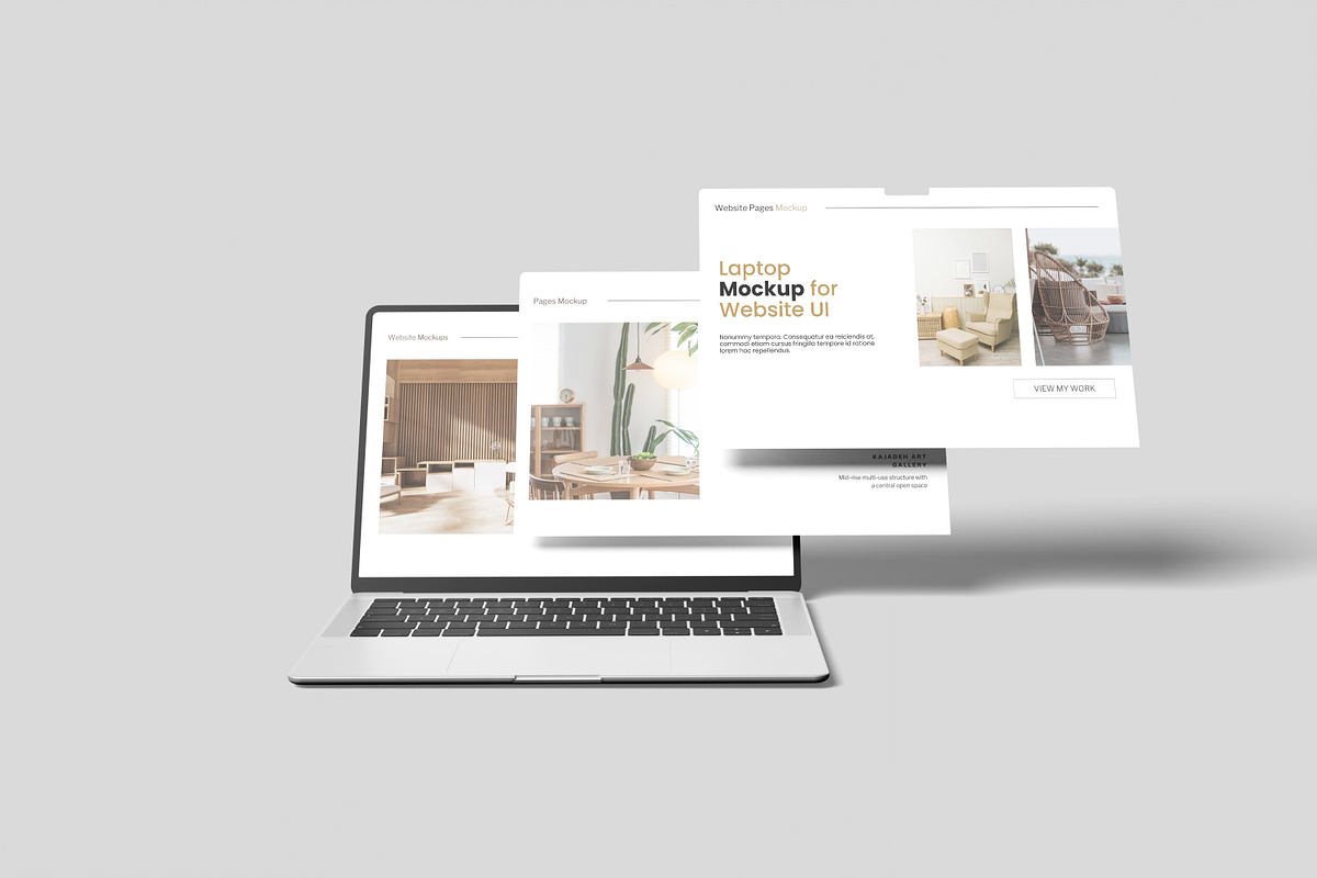 Floating Screen and Laptop Mockup