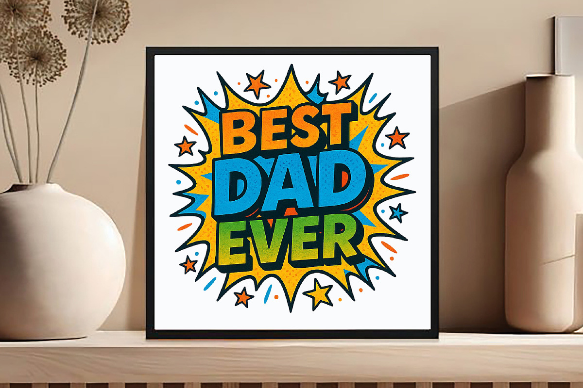 BEST DAD EVER Comic Style PNG, an Illustration by DreamCafeArt (Photo 5 of 6)