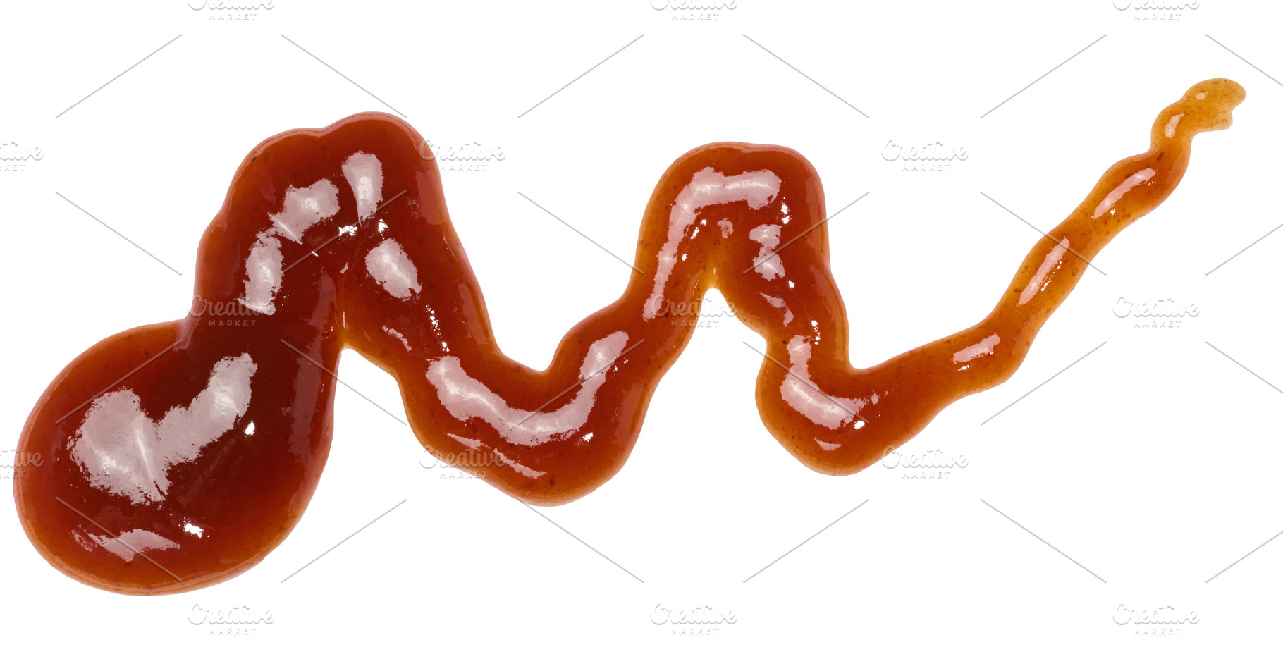 A smear of dark red barbecue sauce in a wave shape on an isolate, a Food & Drink Photo by ndanko
