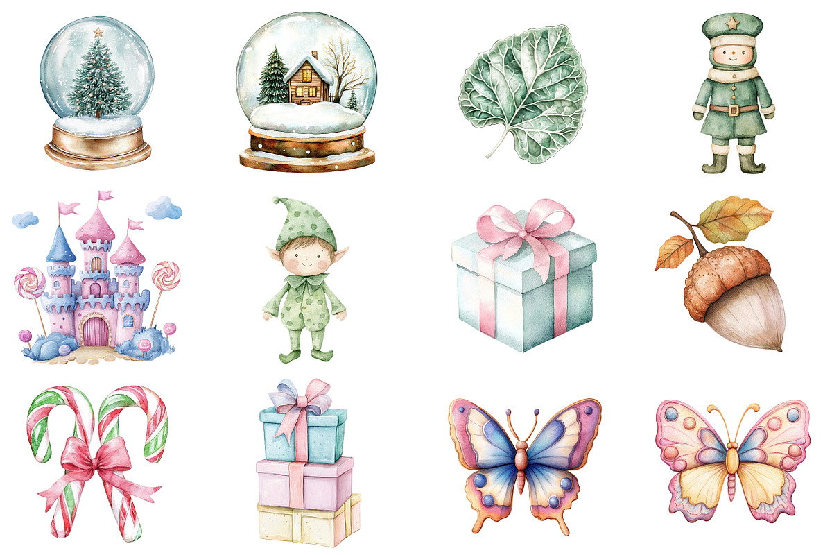 Mint and Pink Christmas Clipart, an Illustration by CitraGraphics (Photo 2 of 5)