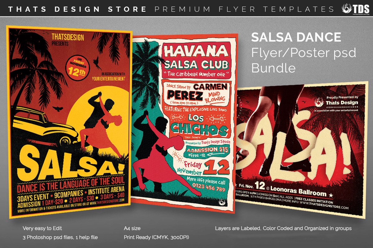 Salsa Dance Flyer Bundle, a Flyer Template by ThatsDesignArt (Photo 1 of 7)