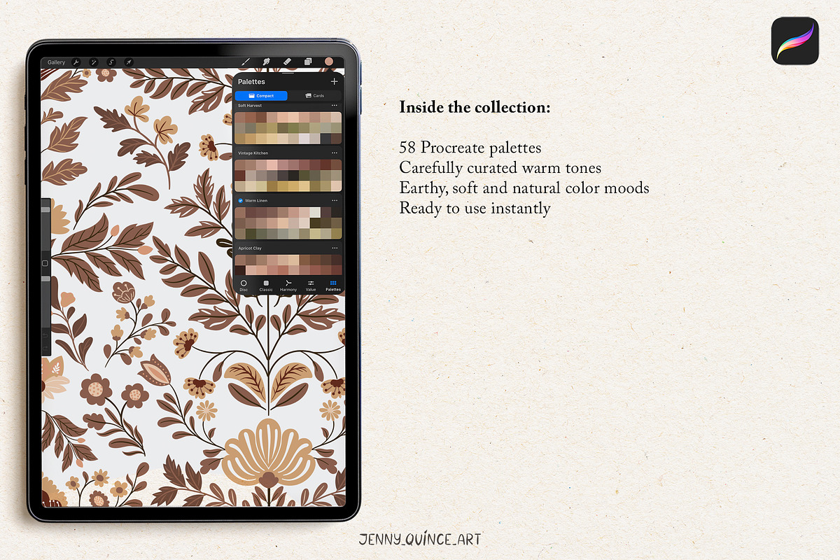 58 Cozy Color Palettes for Procreate, a Palette Add-On by Jenny Quince (Photo 4 of 5)