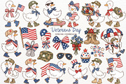 Veterans Day Silly Goose Clipart PNG, an Animal Illustration by SugarCloudStudioArt (Thumbnail 1 of 6)
