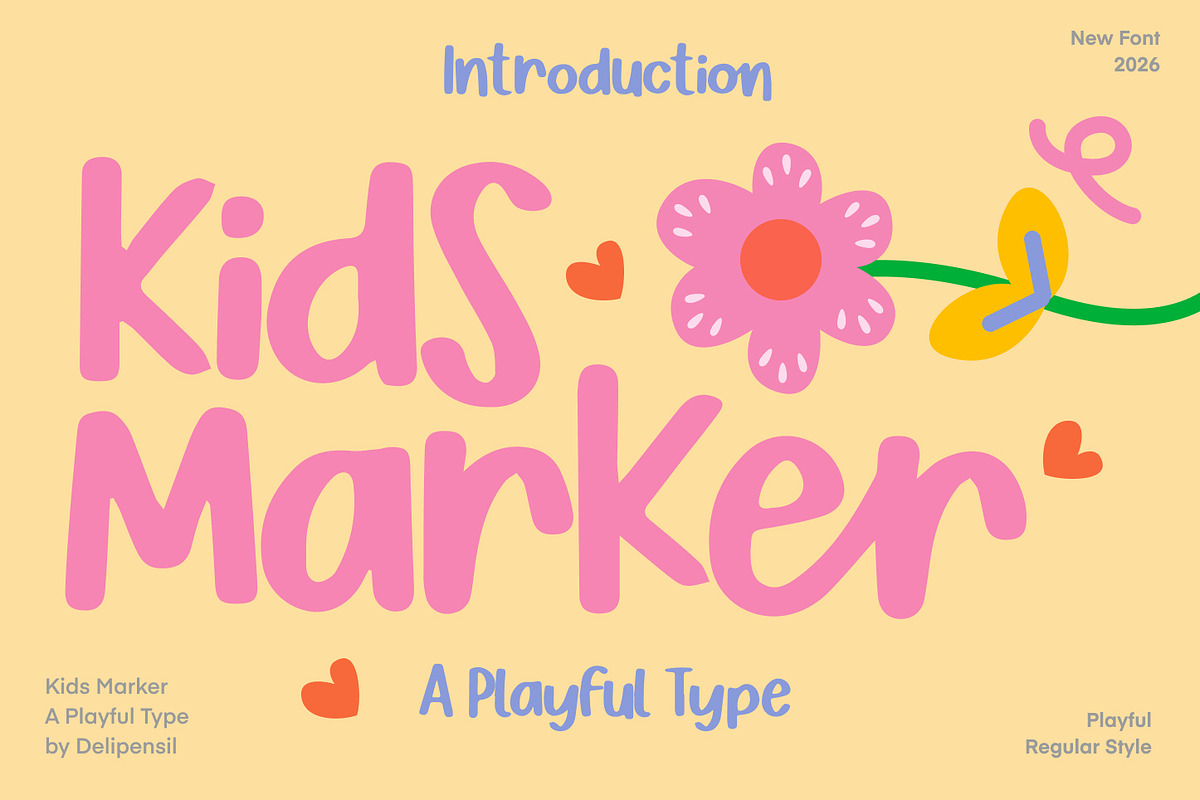 Kids Marker - Playful Handwritten, a Handwritten Font by delipensil (Photo 1 of 8)