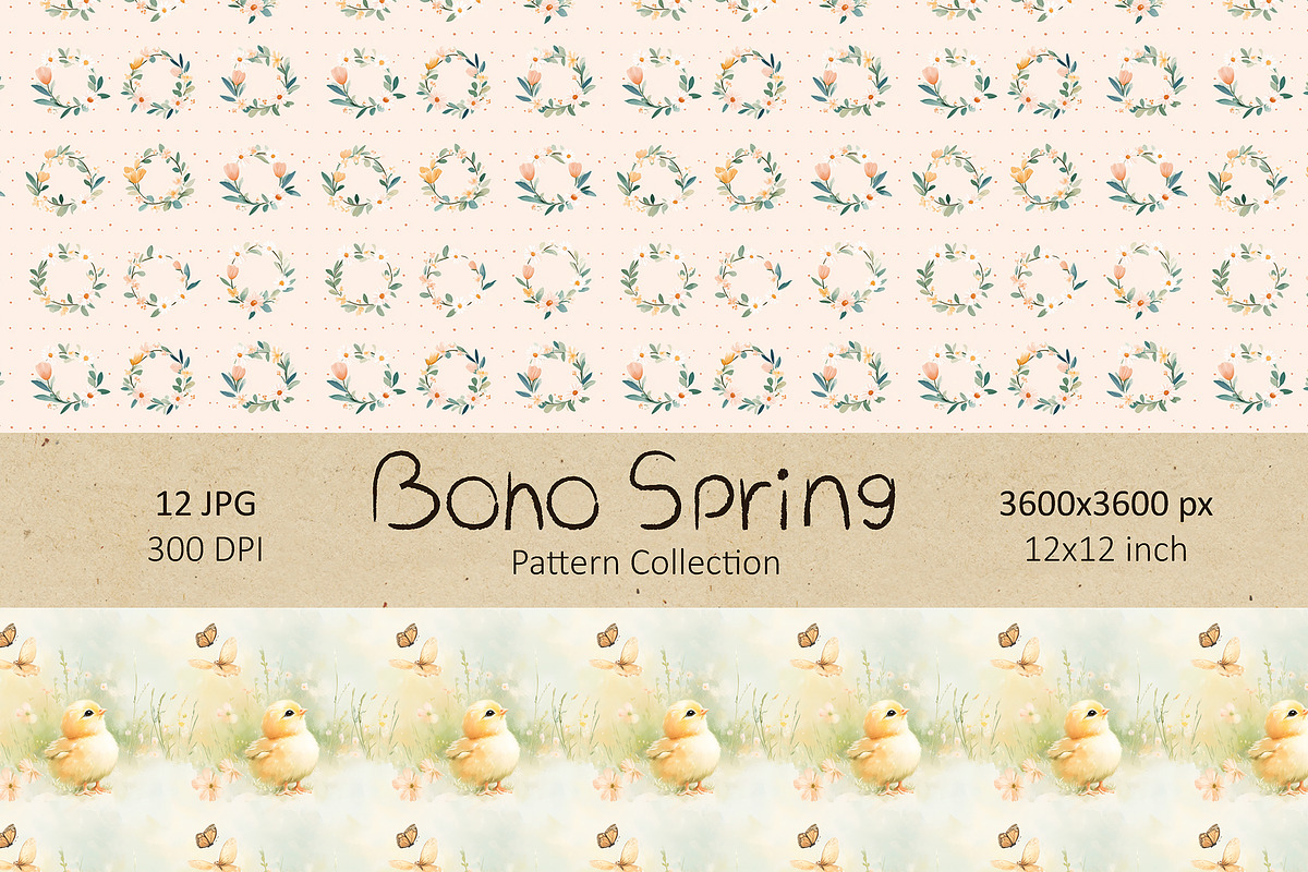 Boho Easter Spring Patterns Set, a Pattern Graphic by IrenKlm (Photo 6 of 9)
