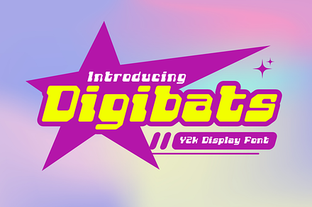 Digibats - Y2k Display Font, a Sans Serif Font by Sronstudio