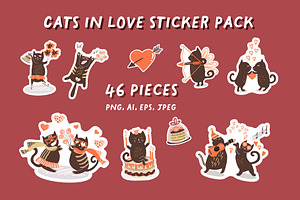 Cats in love sticker pack