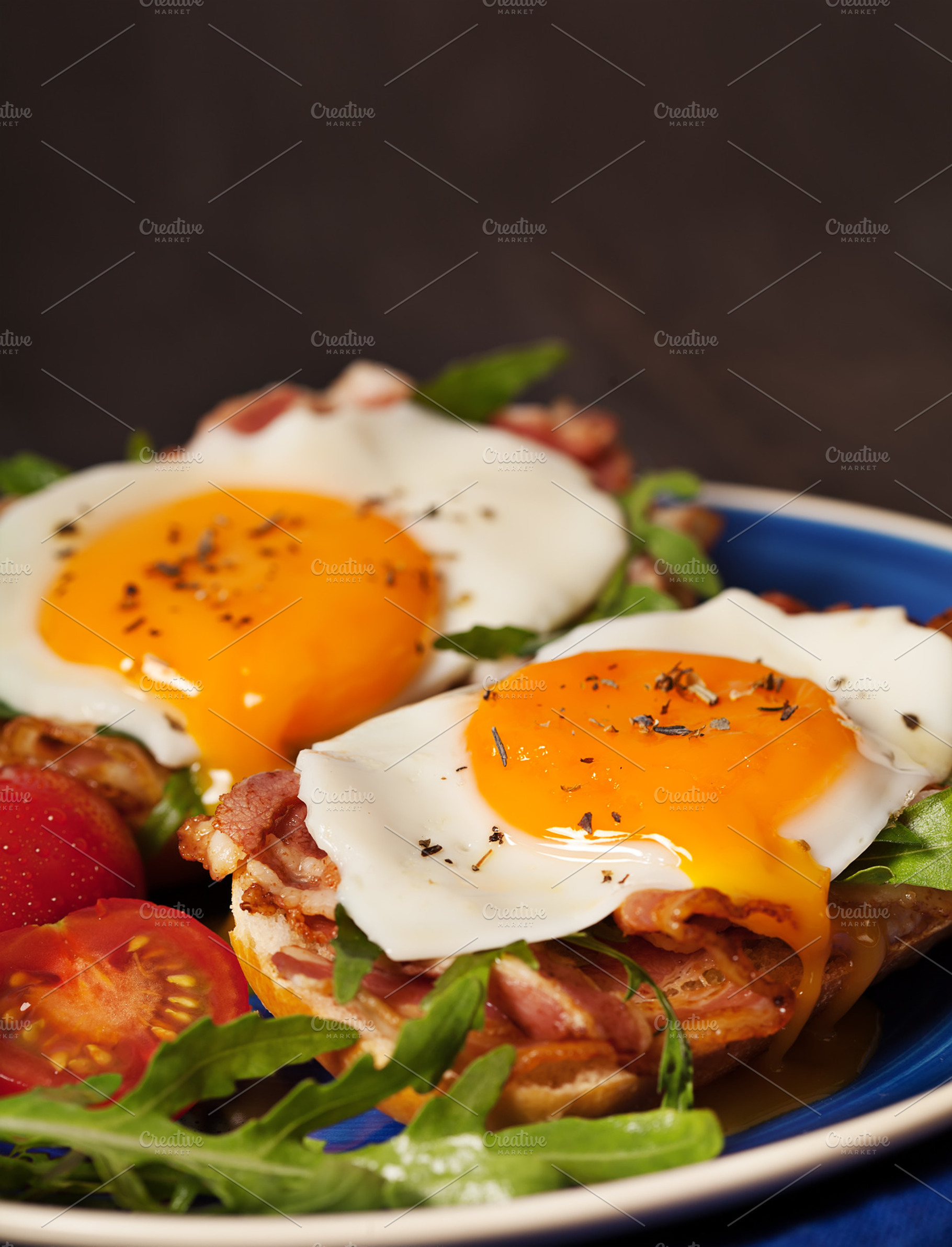 Fried Egg Sandwich Breakfast Meal Containing Bacon Bread And Breakfast