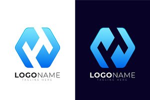 Modern geometry shape letter h logo