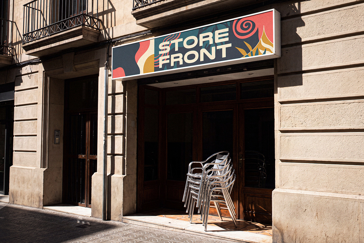 Exterior Storefront Sign Mockup, an Advertising Mockup by Designer Dude (Photo 1 of 2)