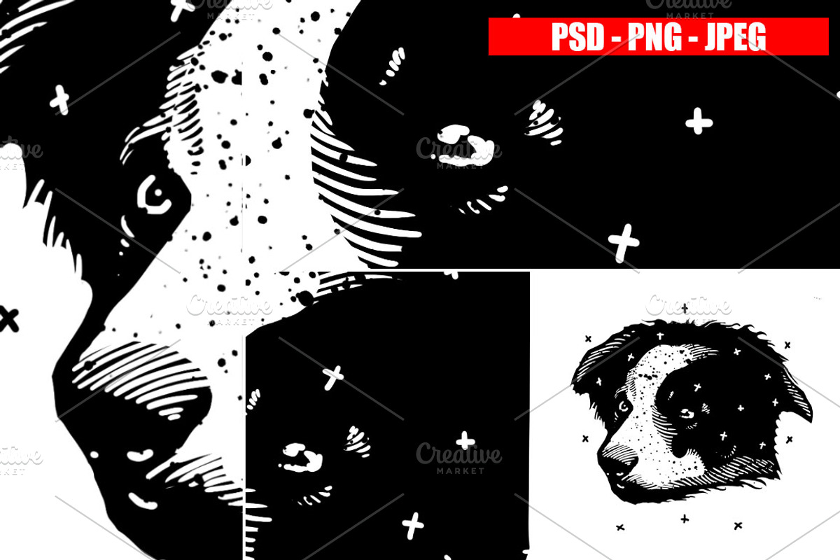 Dogs Collection Black and White Art, an Animal Illustration by Design by sebrodbrick (Photo 7 of 22)