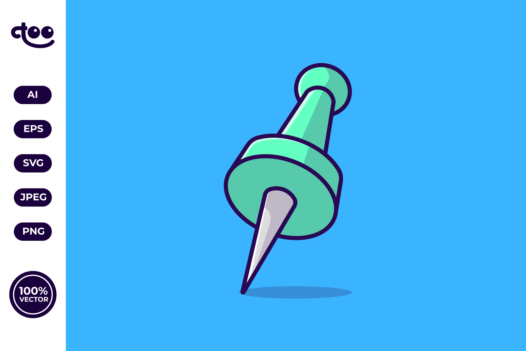 Pin cartoon vector illustration icon